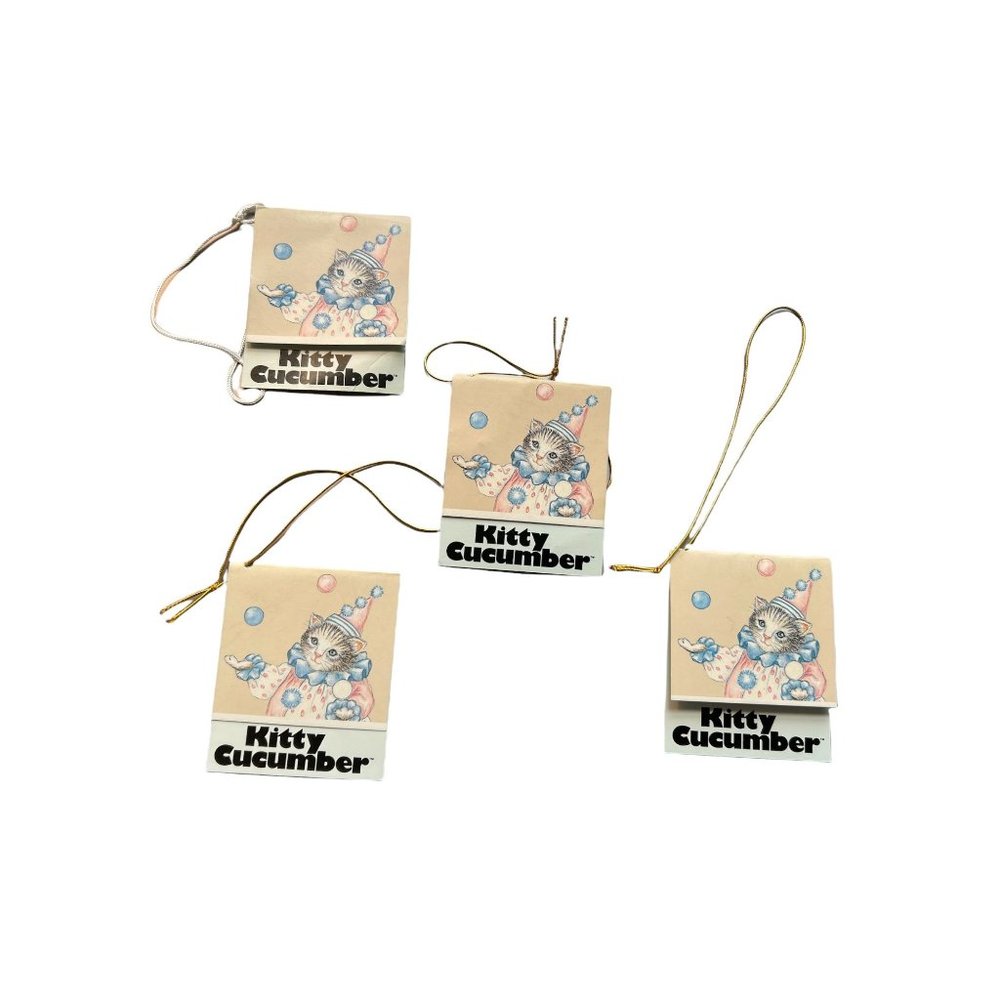 Lot of 4 Vintage Kitty Cucumber Tags 1985-1988 Schmid